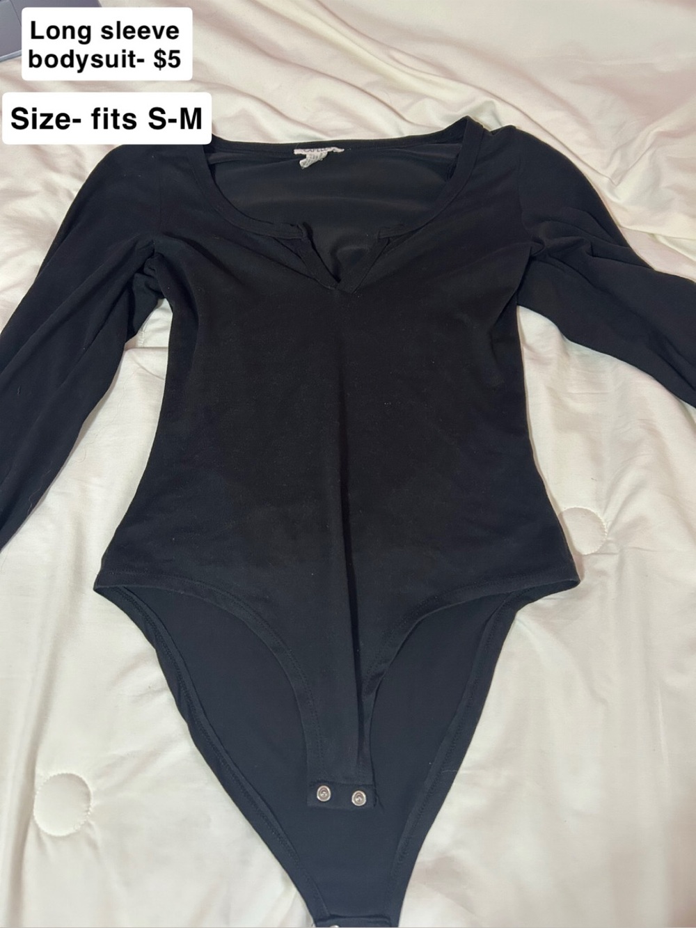 Black Long Sleeve V-Neck Bodysuit